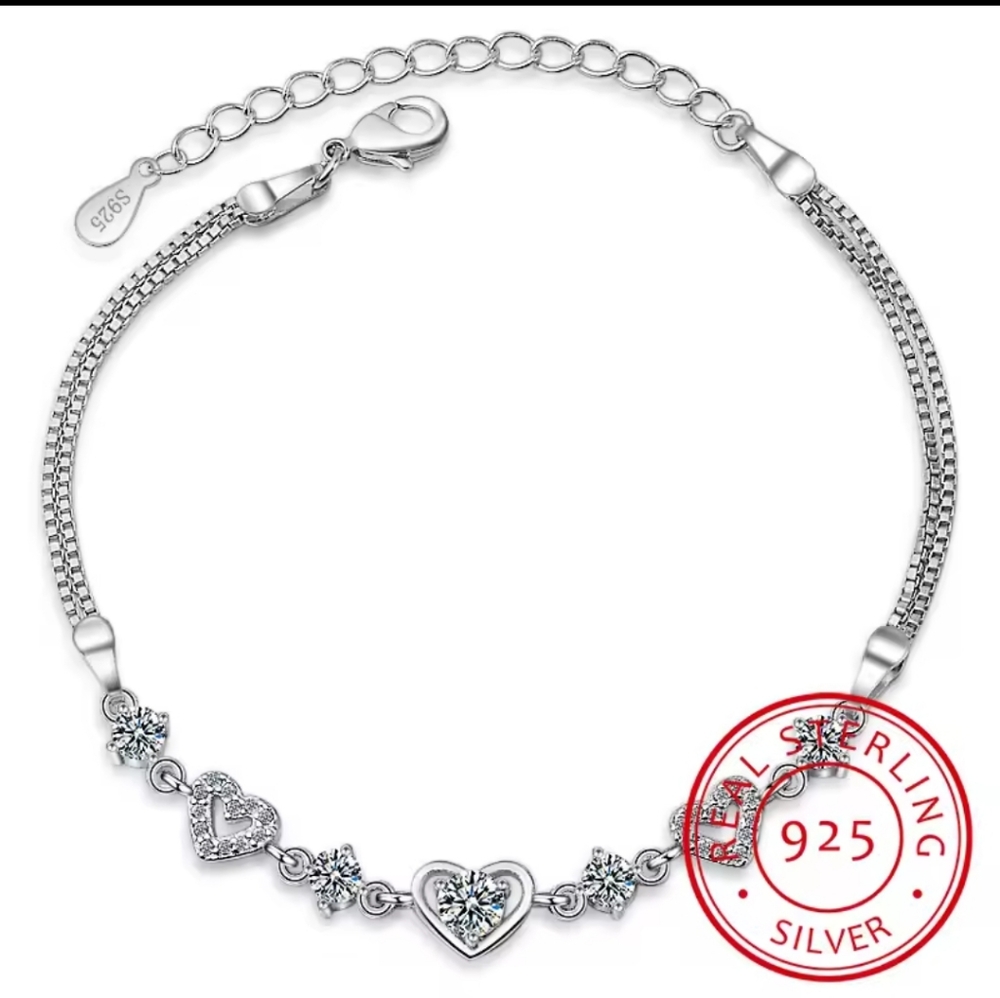 925 Sterling Silver Heart Bracelet